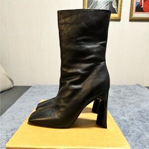 ASOS Leather Square Toe Ankle Heel Boot Size US9